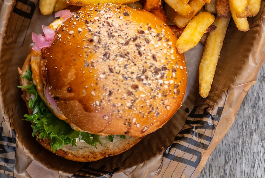 A photo of a burger from The Axe Bar & Grill