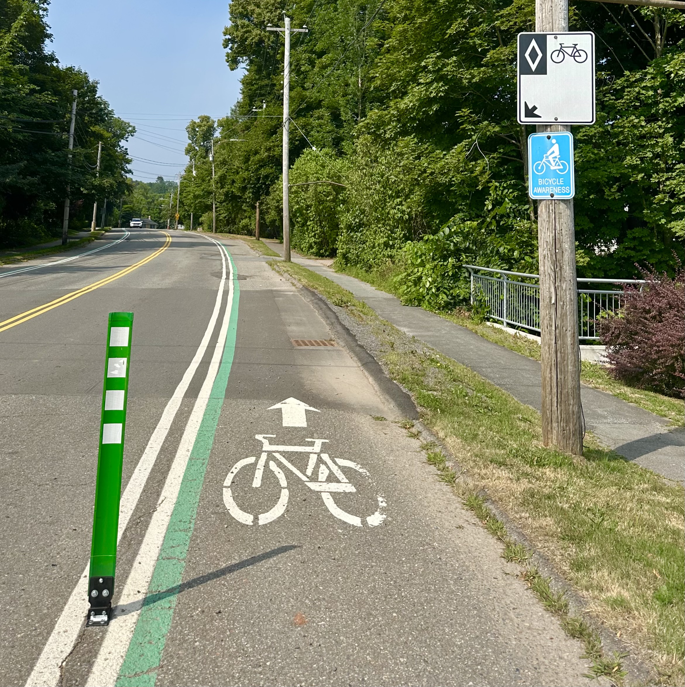Bollards on a bike land