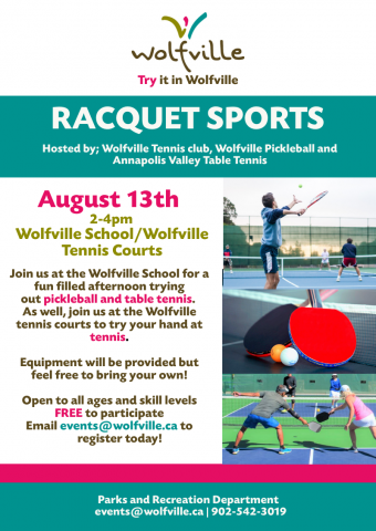 Try it in Wolfville Racquet Sports Informational Poster