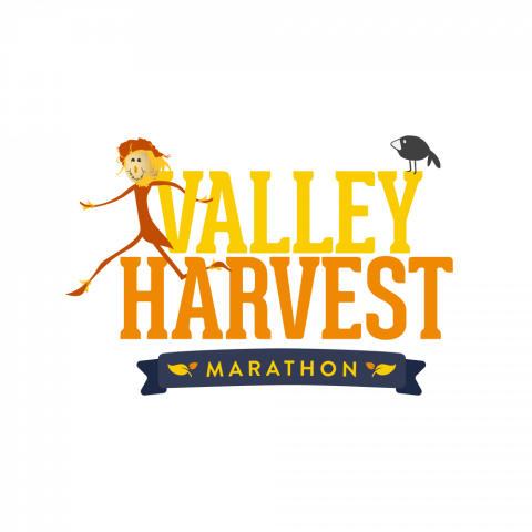 Valley Harvest Marathon logo with scarecrow