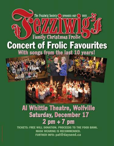 Fezziwig's concert poster with images of holiday performers
