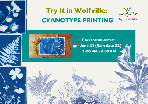 Image description: Examples of cyanotype surrounding the  