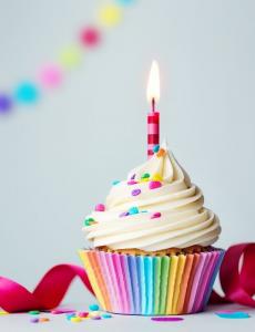 birthday cupcake with candle