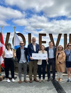 Staff and elected officials at AT funding at Waterfront Park