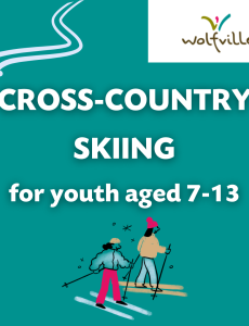 Image reads: "CROSS-COUNTRY SKIING for youth aged 7-13"